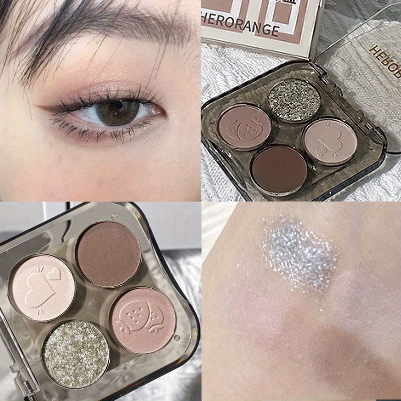 Smokey Gothic Eyeshadow Palette 4 Colors Pearly Glitter Matte Finish