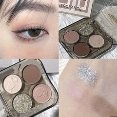 Smokey Gothic Eyeshadow Palette 4 Colors Pearly Glitter Matte Finish