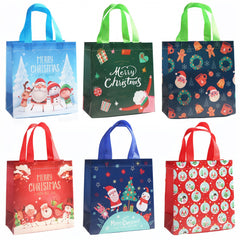 6pcs Christmas Gift Bags Reusable Xmas Tote Bulk Bags With Handles