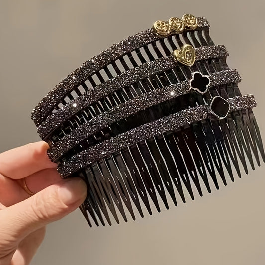 Happy Face Flowers Heart Decor Hair Comb Rhinestone Headwear