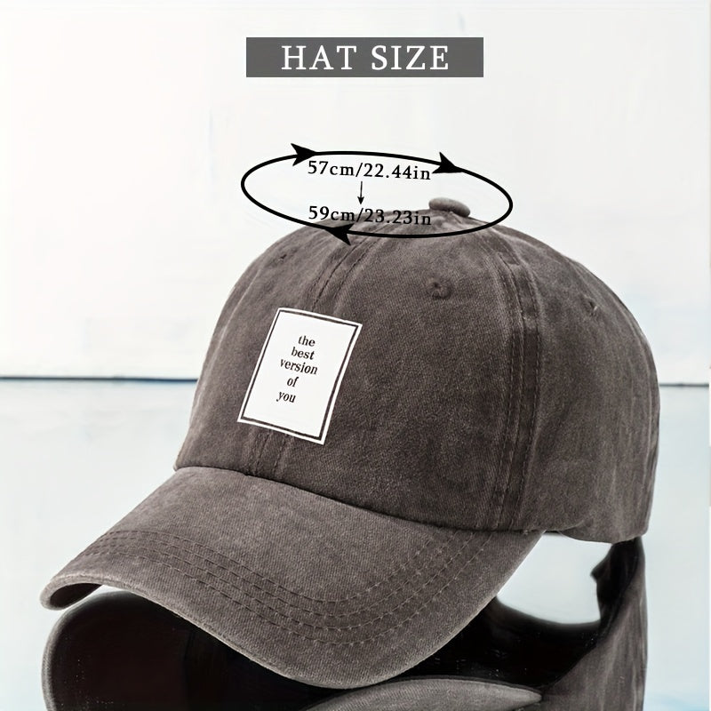 Washed Cotton Dad Baseball Cap Label Print Sports Hat