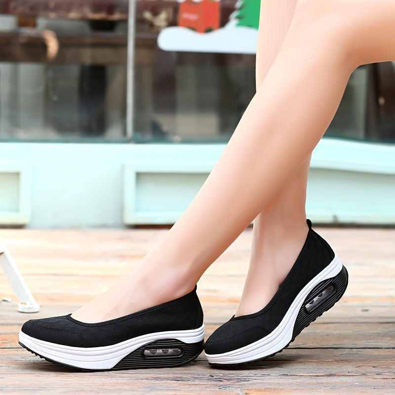 Women's Non slip Wedge Sneakers Air Cushion Mesh Walking Shoes