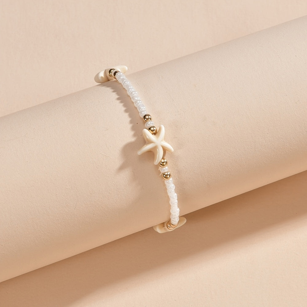 Starfish Beaded Anklet Boho Style Summer Beach Clothing Decoration