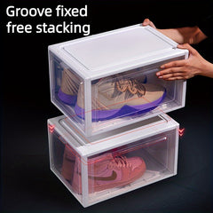 Plastic Shoe Rack Box With Door Shoe Storage Box Dust-proof Stackable Shoe Cabin