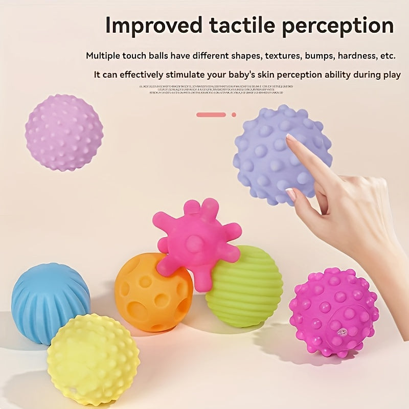 6pcs Baby Sensory Balls Soft Touch Massage Rattle Toys