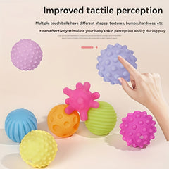 6pcs Baby Sensory Balls Soft Touch Massage Rattle Toys