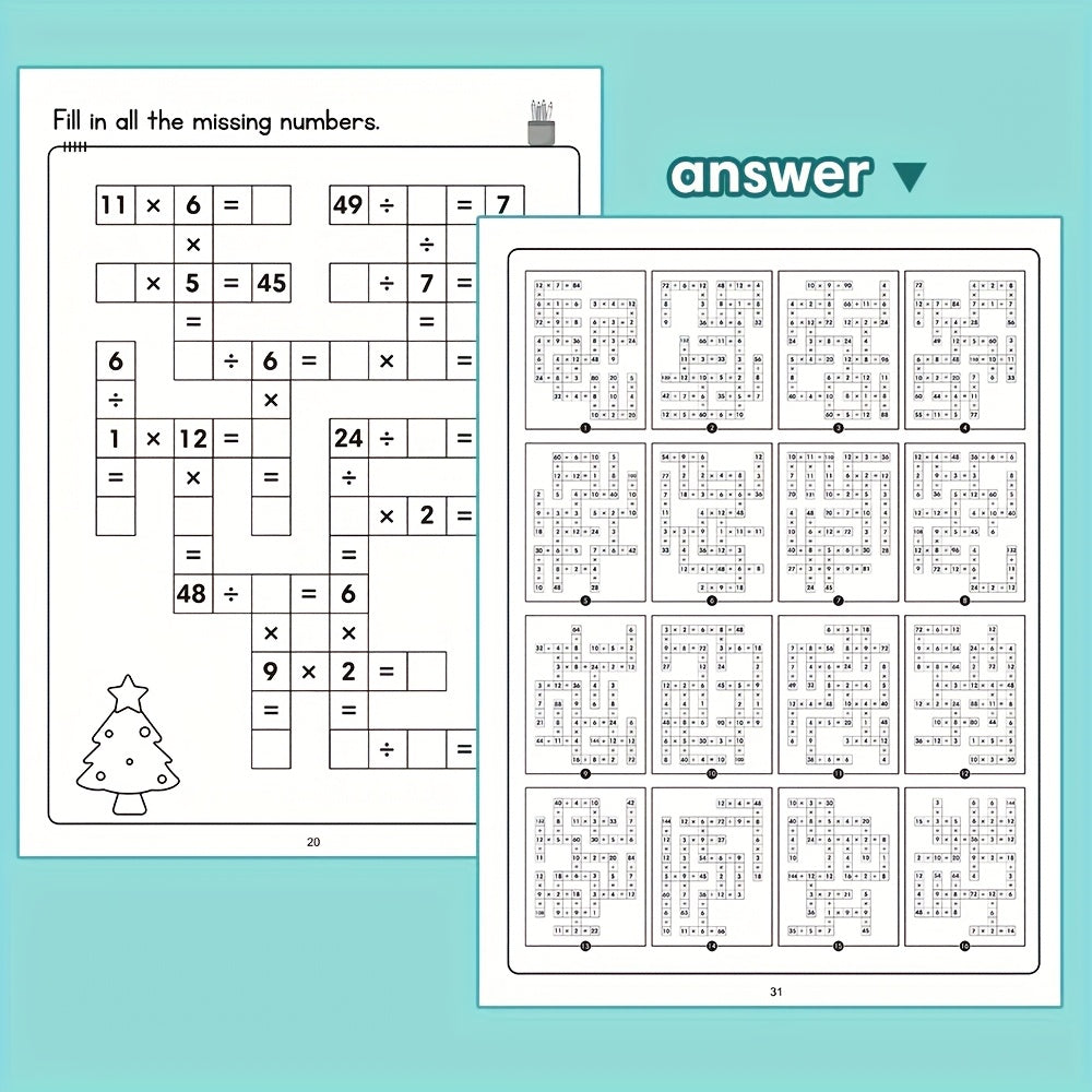 Math Crossword Puzzles Multiplication & Division Times Tables 1-12