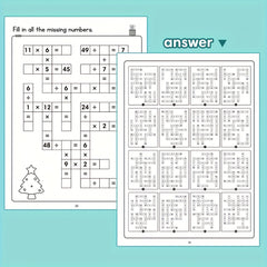 Math Crossword Puzzles Multiplication & Division Times Tables 1-12