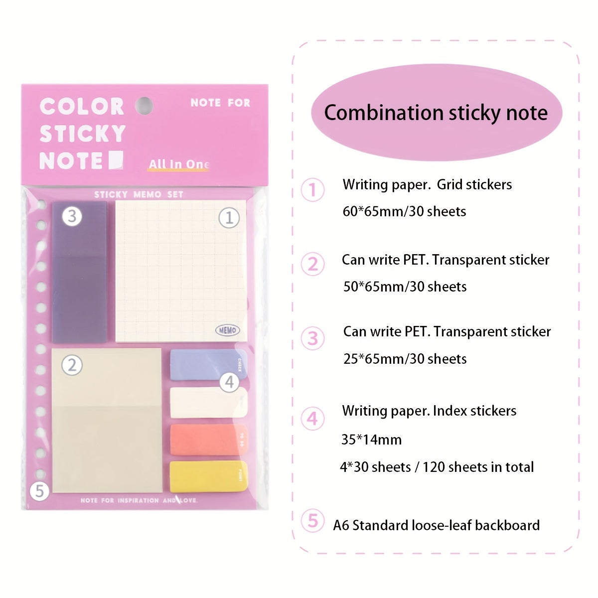 Four Sizes Checkered Sticky Notes 210 Sheets