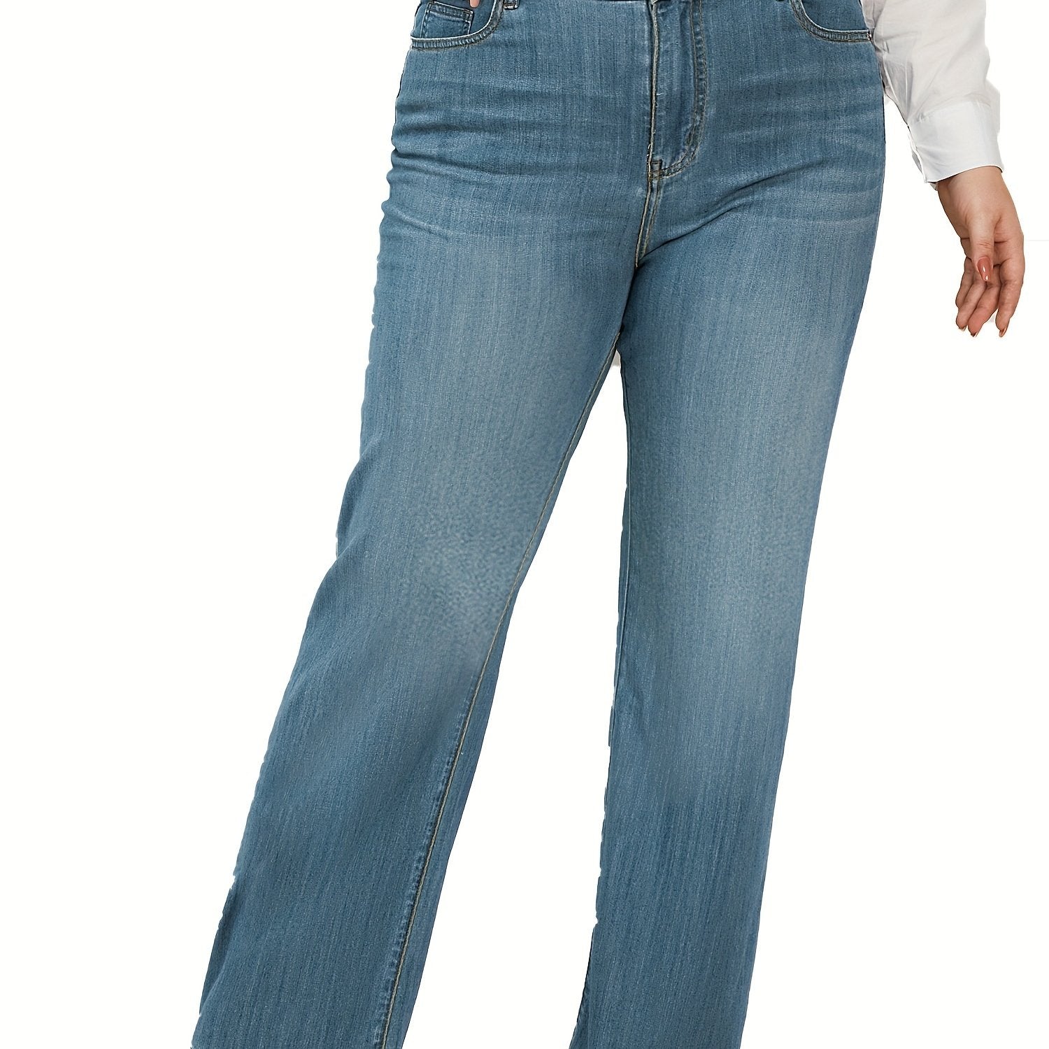 Washed Button Fly Wide Leg Jeans