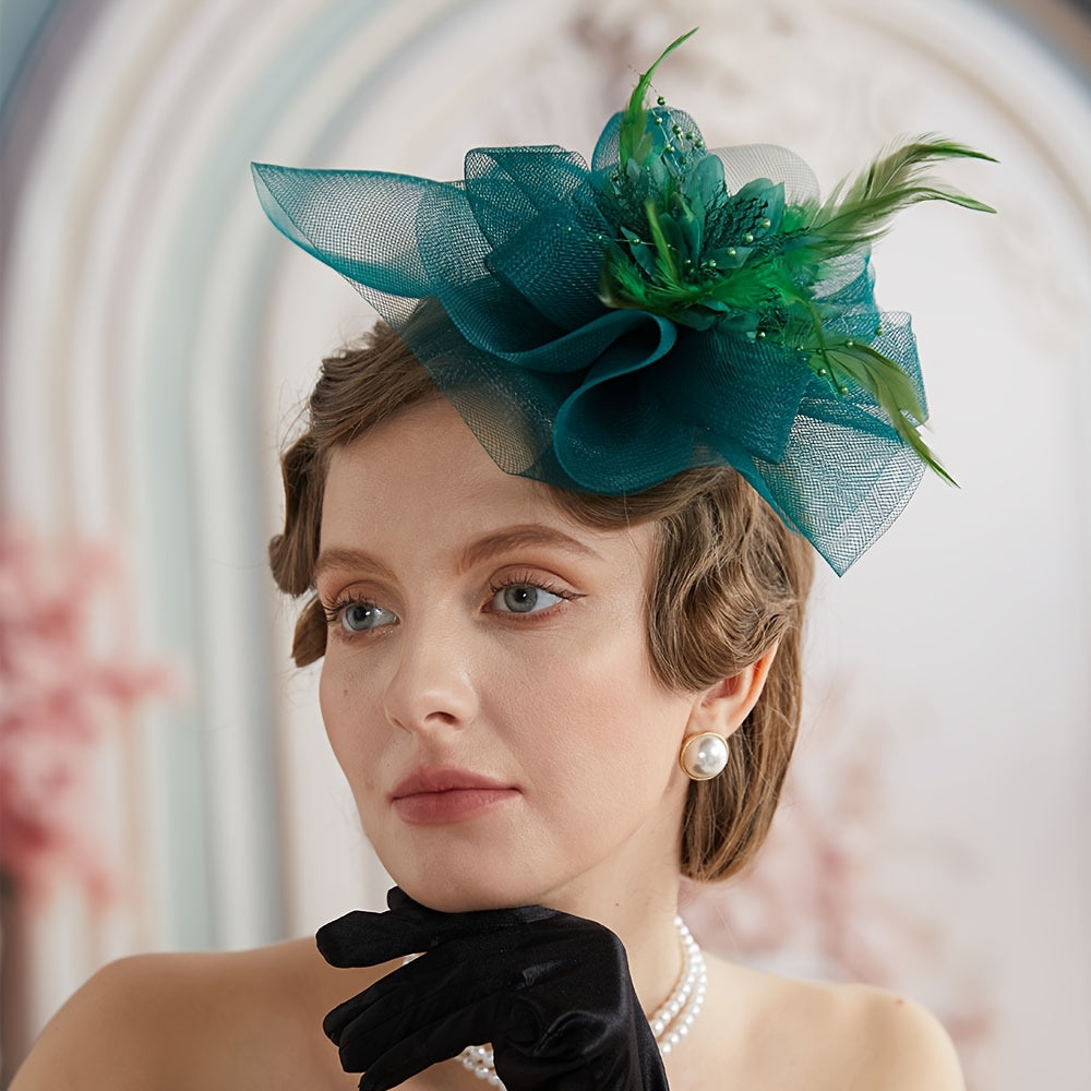 Dark Green Fascinator Hat for Women - Tea Parties Kentucky Derby Weddings