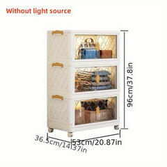 1pc Folding Storage Cabinet With Wheels Multifunctional Foldable Storage Box