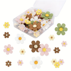 30pcs Colorful Flower Pattern Thumbtacks, Various Sizes for Softwood Walls