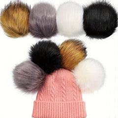 2pcs Faux Fur Pom Balls for Crafts Keychains Scarves Gloves Bags Knitting
