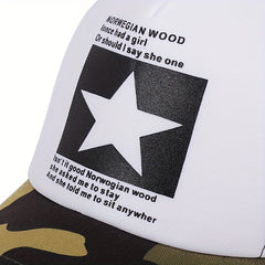 Pentagram Print Mesh Baseball Cap Unisex Trucker Hat Hip Hop Adjustable Dad Hat