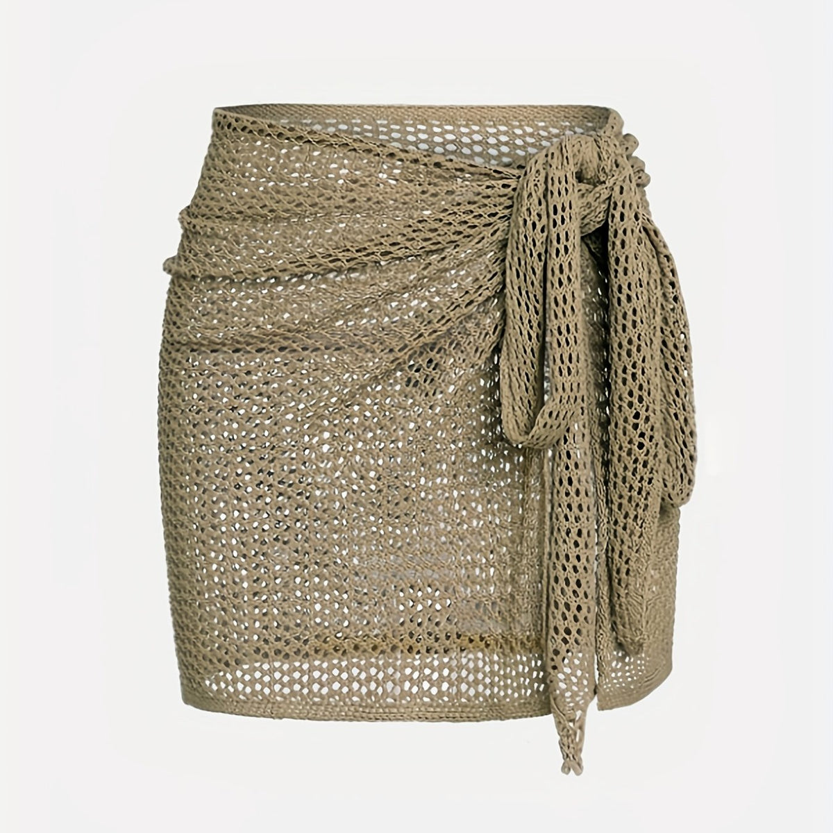 Hollow Tie Front Knitted Skirt for Summer Beach Wear