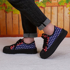 Women's Star Pattern Platform Lace Up Sneakers