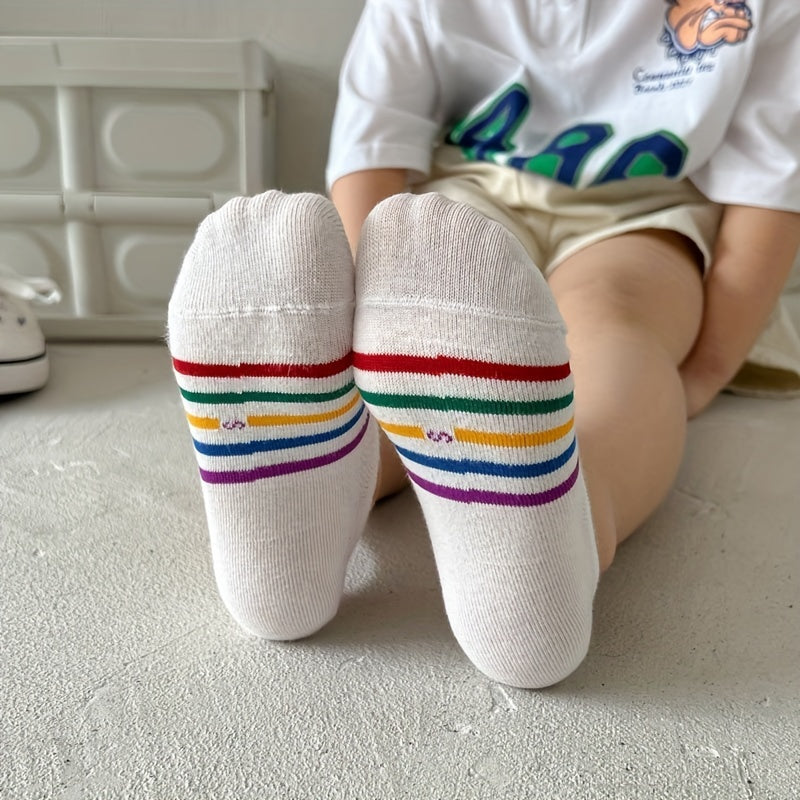 5 Pairs Girls Stripes Bear Boat Socks Spring Autumn