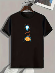 Light Bulb Pattern Print Men's Comfy Sports T-shirt