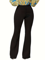  High Waist Flared Leg Stretch Trousers