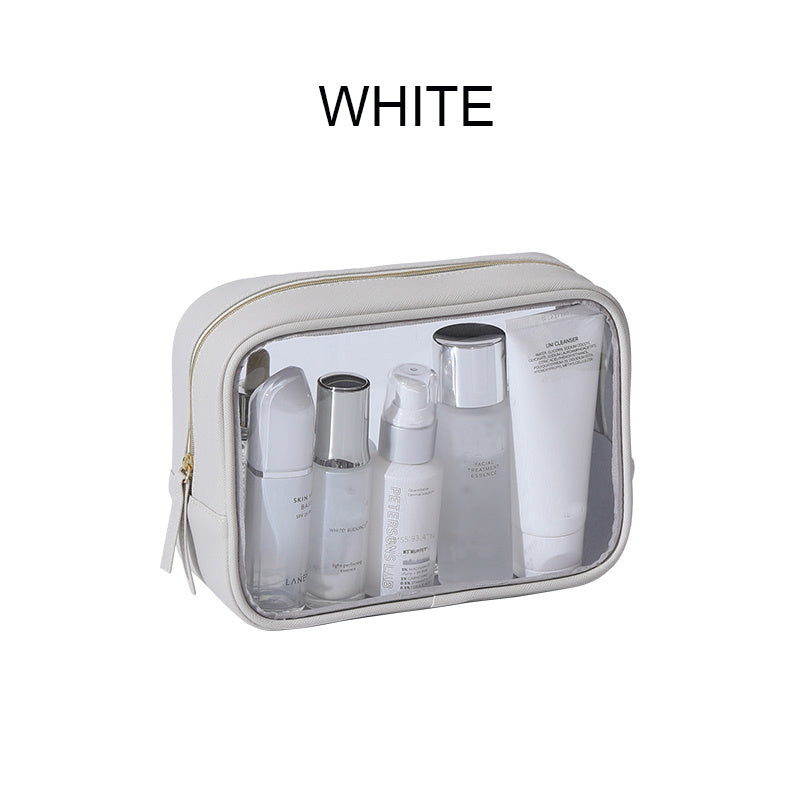 Waterproof Toiletry Bag with PU Leather PVC Combination