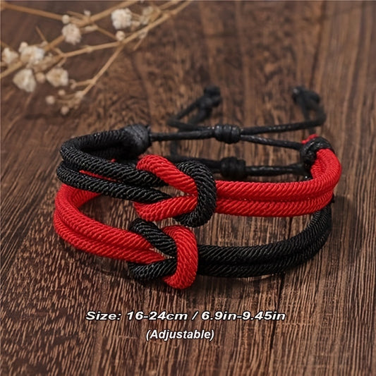 Boho Adjustable Couples Bracelet Set - Matching Rope for Him & Her