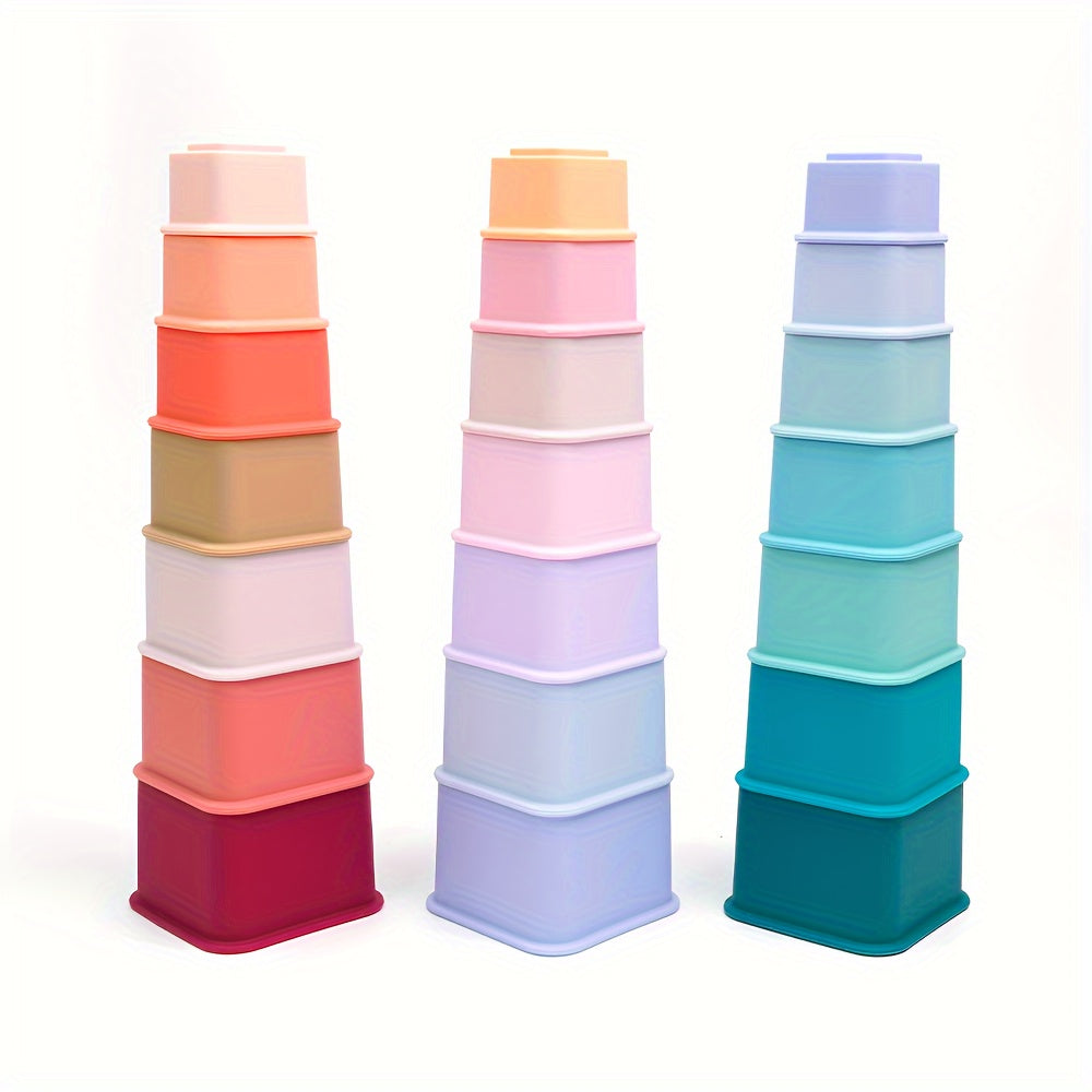 Silicone Stacking Cups for Babies Educational Building Block Toys