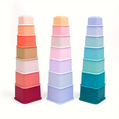 Silicone Stacking Cups for Babies Educational Building Block Toys