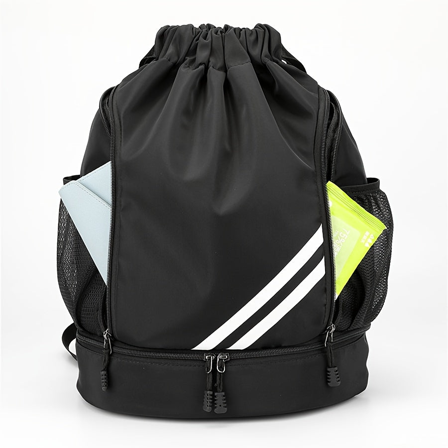 Drawstring Gym Bag Polyester Softshell with Pockets