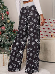 Women's Plus Snowflake Print Drawstring Elastic Waist Loose Trousers