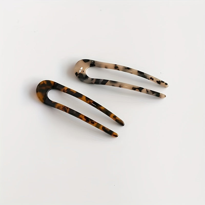 Vintage Chinese Style Acetate U-Shaped Hairpin Women Hair Accessories