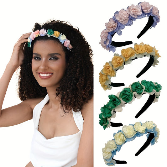 Colorful Flower Decor Headband Sweet Head Hoop Hair Accessories For Women