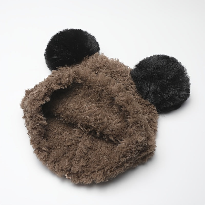 Bear Knitted Hat Women's Warm Hat Woolen Hat Embroidery Hip hop Cap