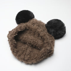 Bear Knitted Hat Women's Warm Hat Woolen Hat Embroidery Hip hop Cap