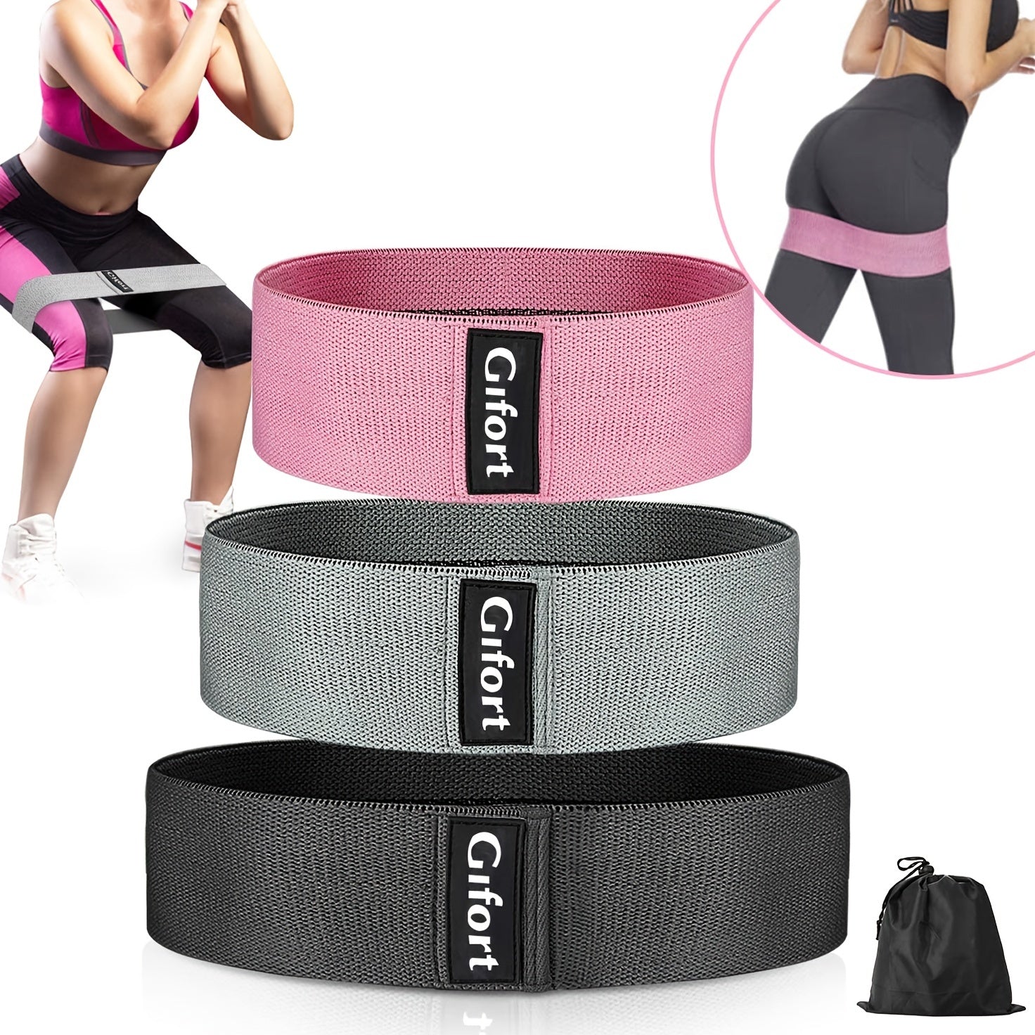 3pcs Non Slip Resistance Band for Leg and Butt Workouts