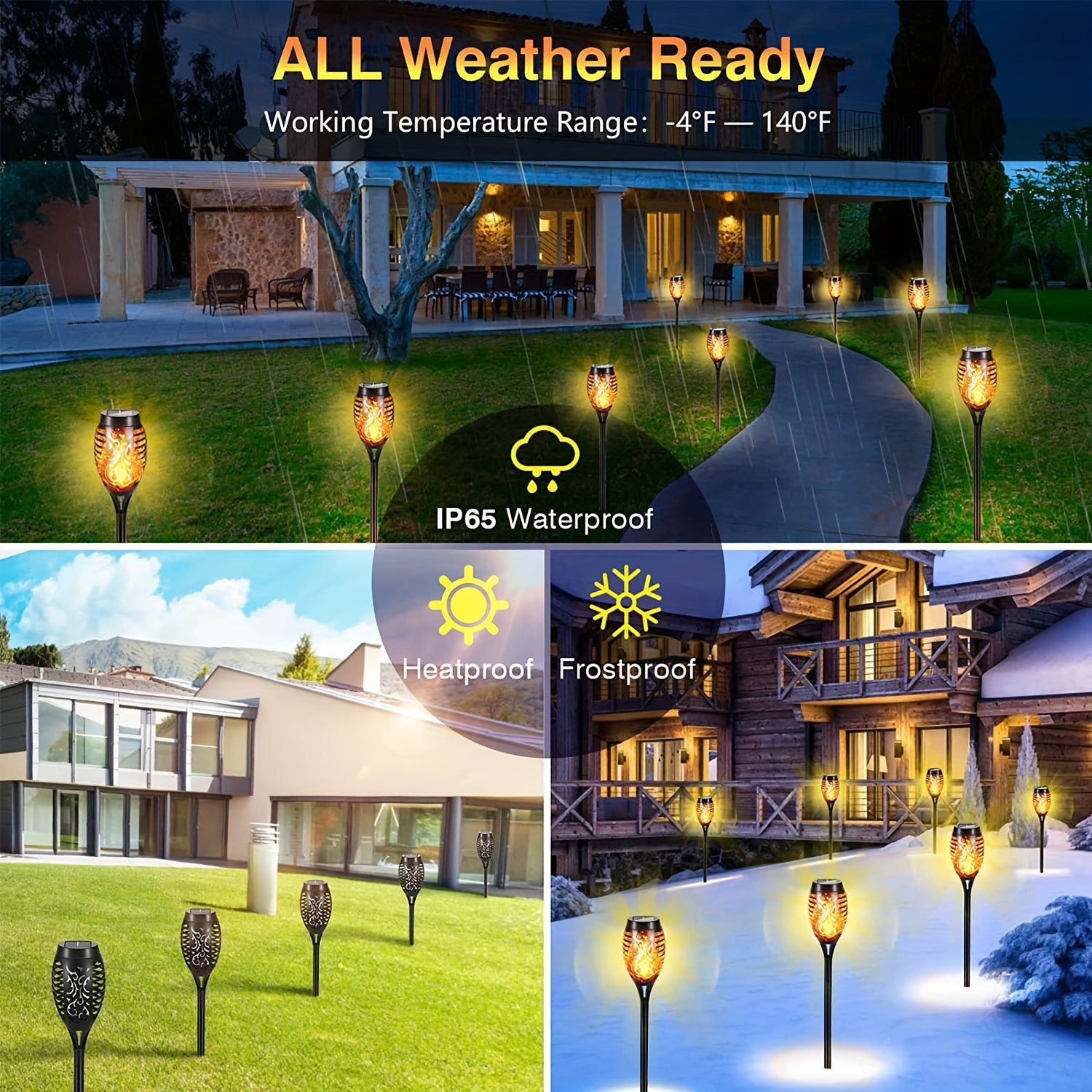 Solar Outdoor Halloween Torch Lights with Flickering Flame Effect