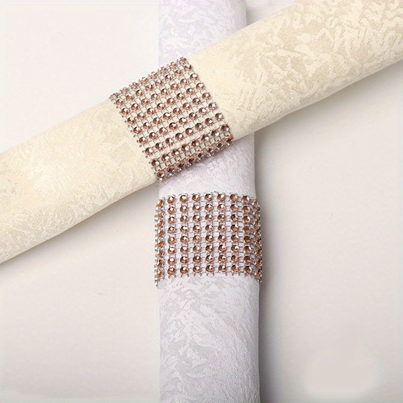 6pcs Rhinestone Napkin Rings for Parties, Weddings, and Gatherings