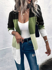 Striped Block Cardigans V Neck Loose