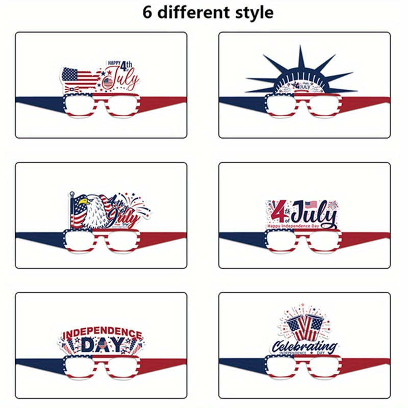 12 Pcs American Independence Patriotic 4th Of July Party Paper Sun Glasses