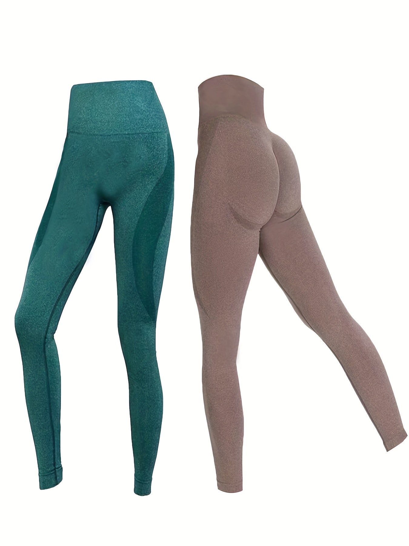 2pcs Solid Moisture Wicking Yoga Leggings for Comfortable Workouts