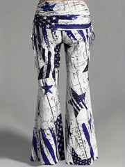 Independence Women's Plus Star & Stripe Ruched Flared Leg Pants