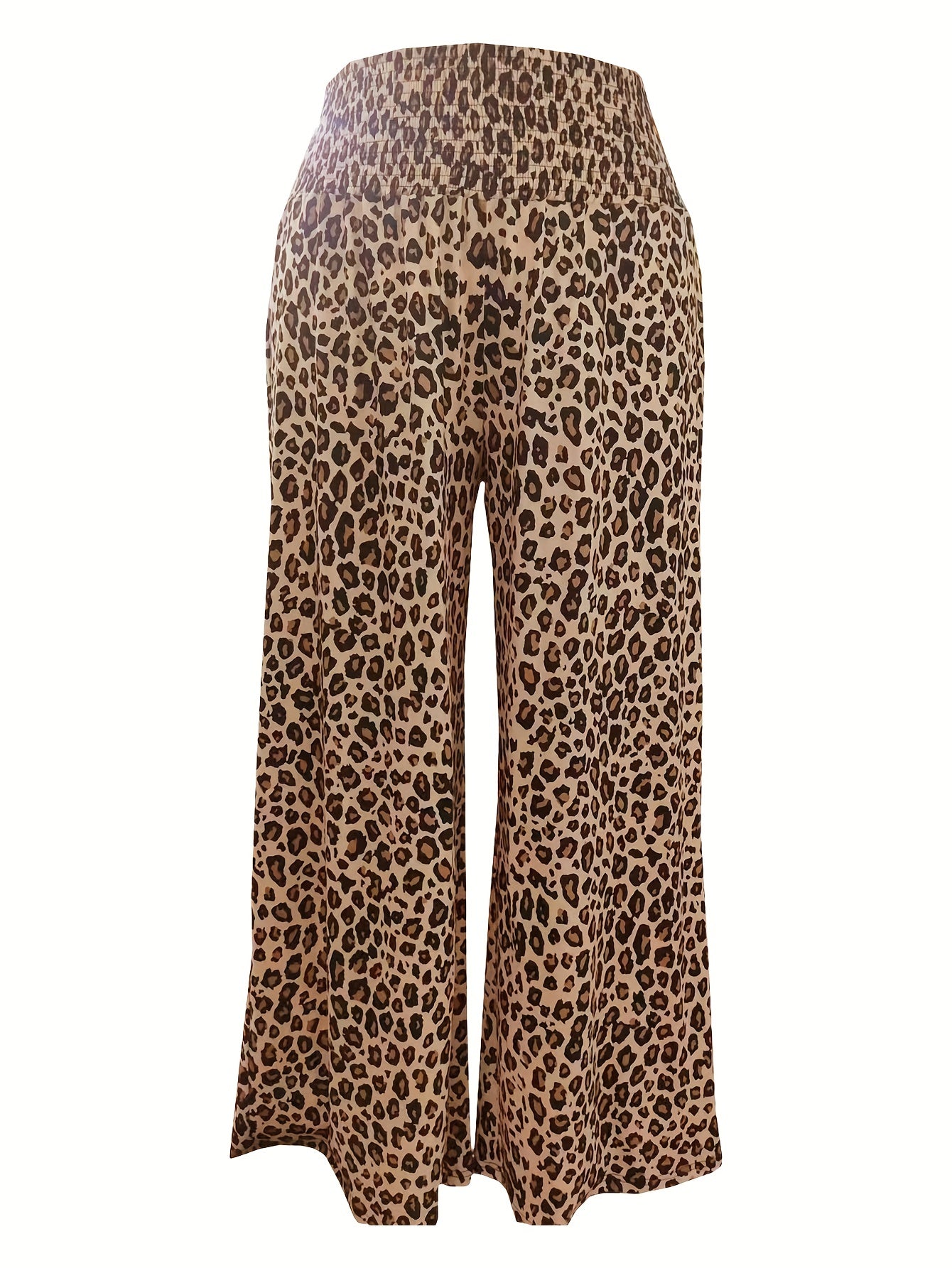  Leopard Print Wide Leg Trousers