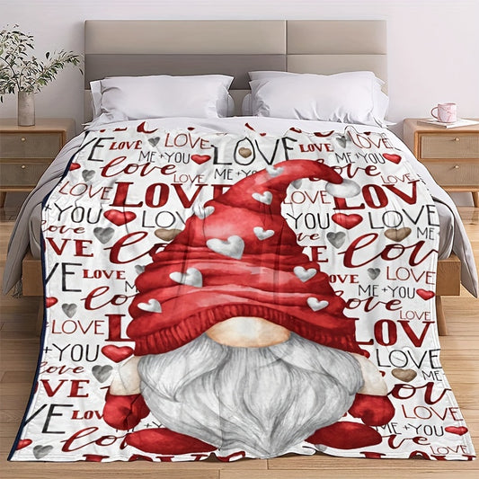 Red Love Gnome Warm Blanket Gift For Lover Family Birthday