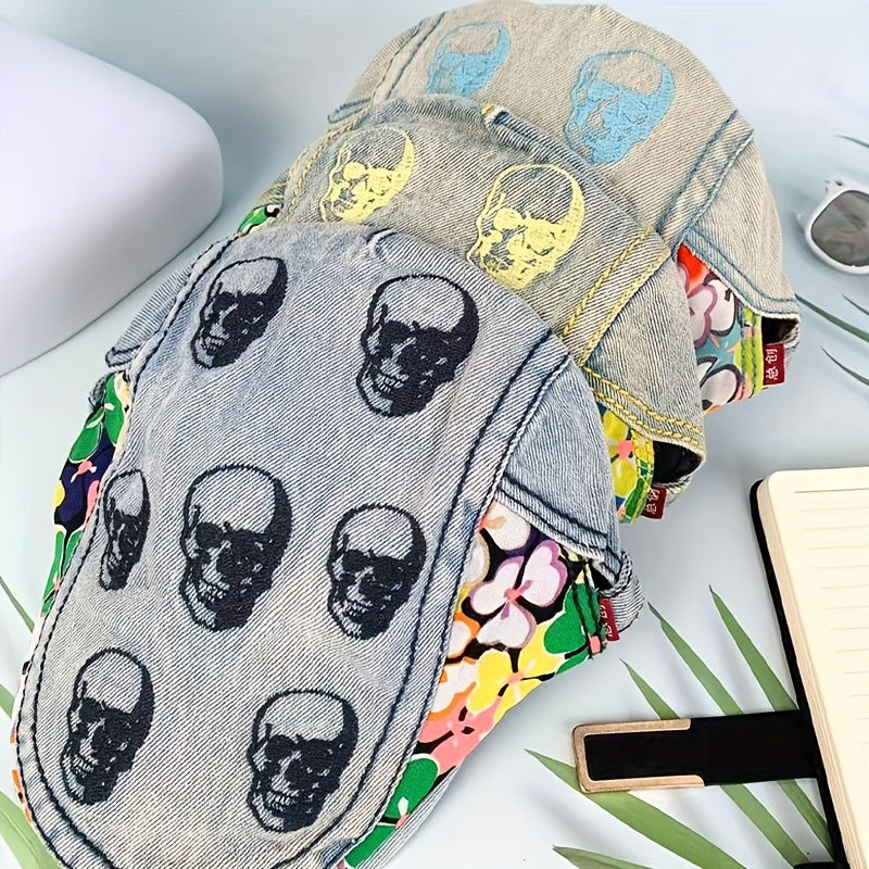 Summer Skull Head Beret Breathable Mesh Hat Peaked Hat Duck Tongue Cap