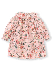 Girls' Ruffle Collar Floral Long Sleeve Casual Dress