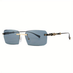 Men's Rimless Rectangle Sunglasses UV Resistant Casual Sunglasses