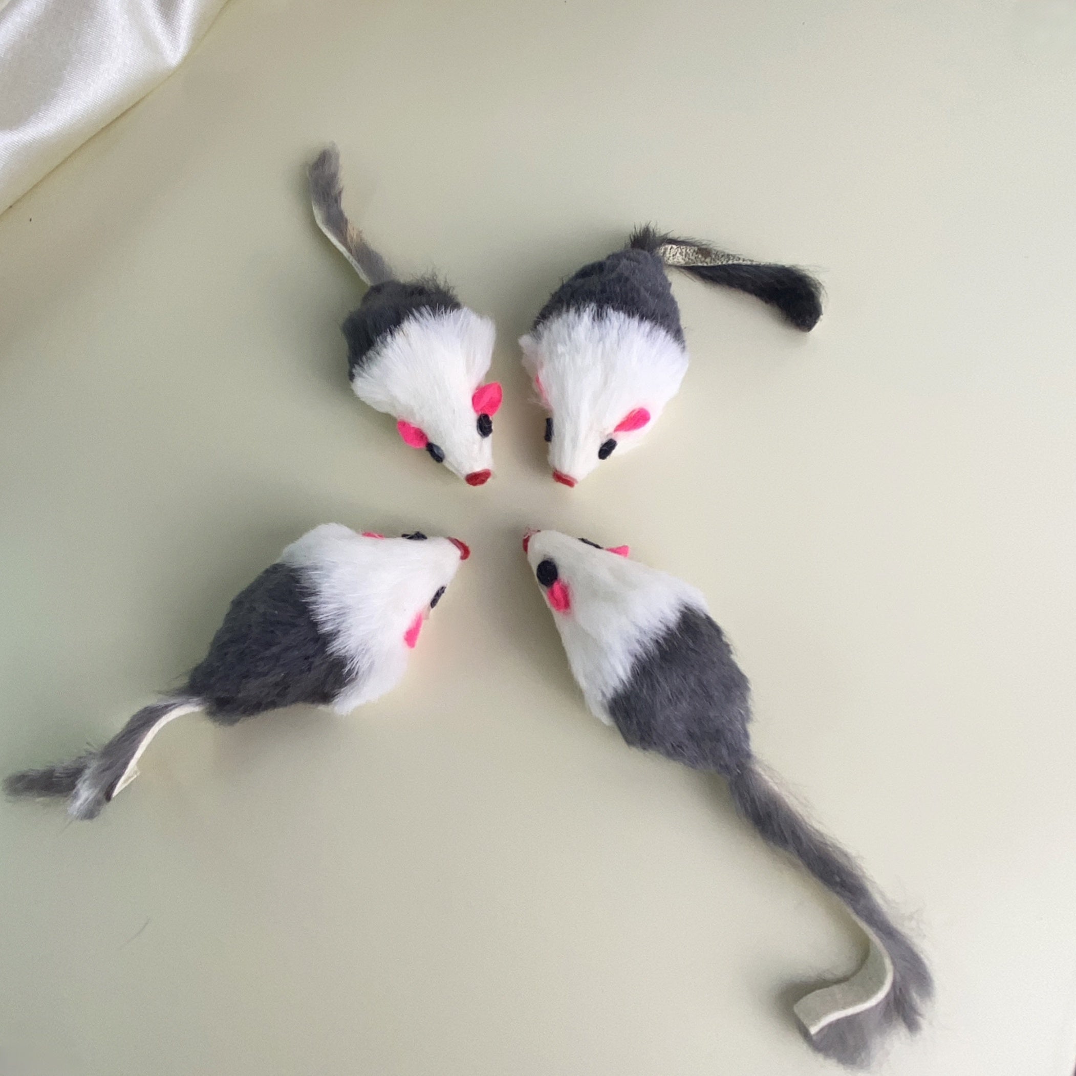 Rabbit Fur Cat Toy with Rattling Sound
