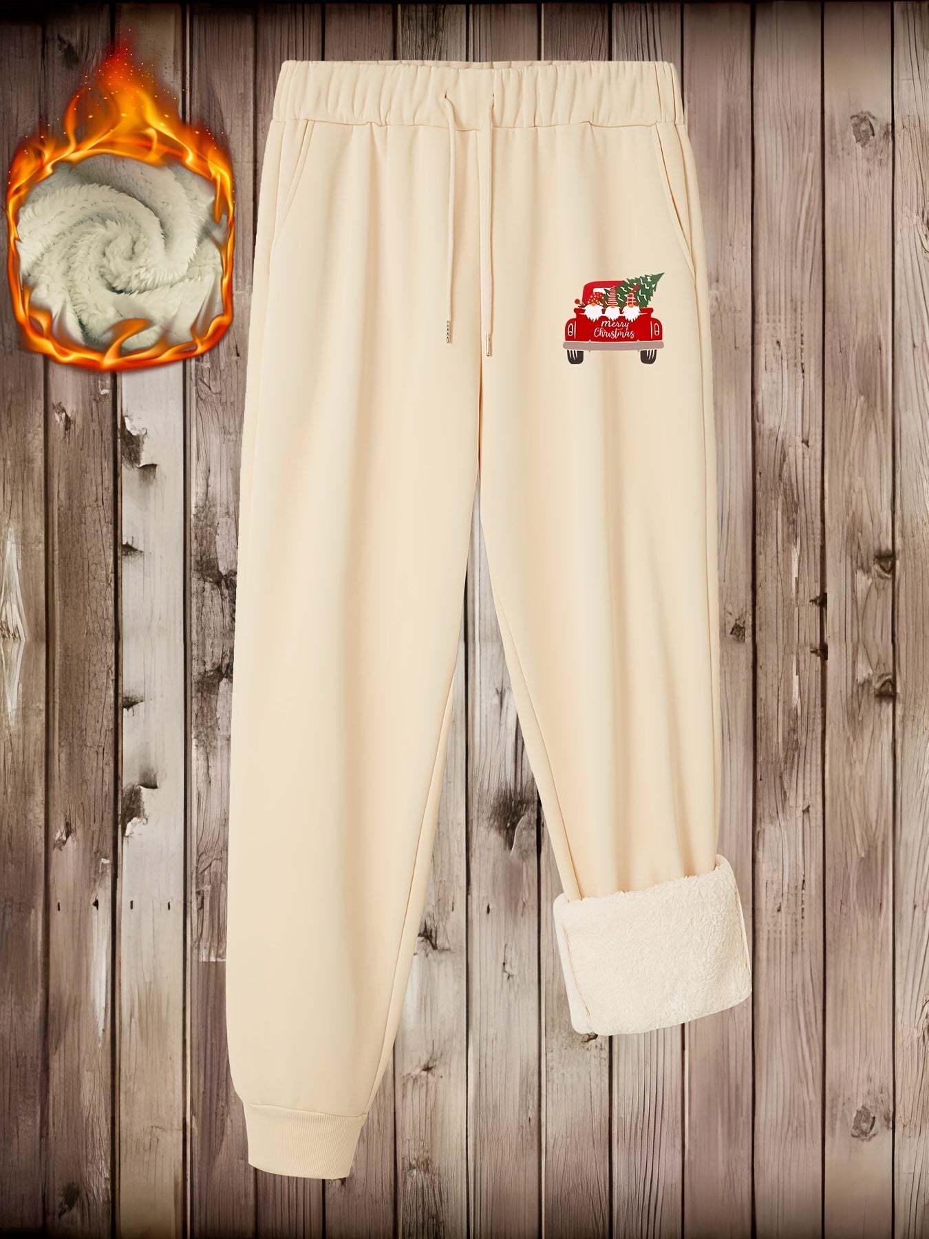 Women's Plus Car Print Fleece Lined Elastic Harem Pants
