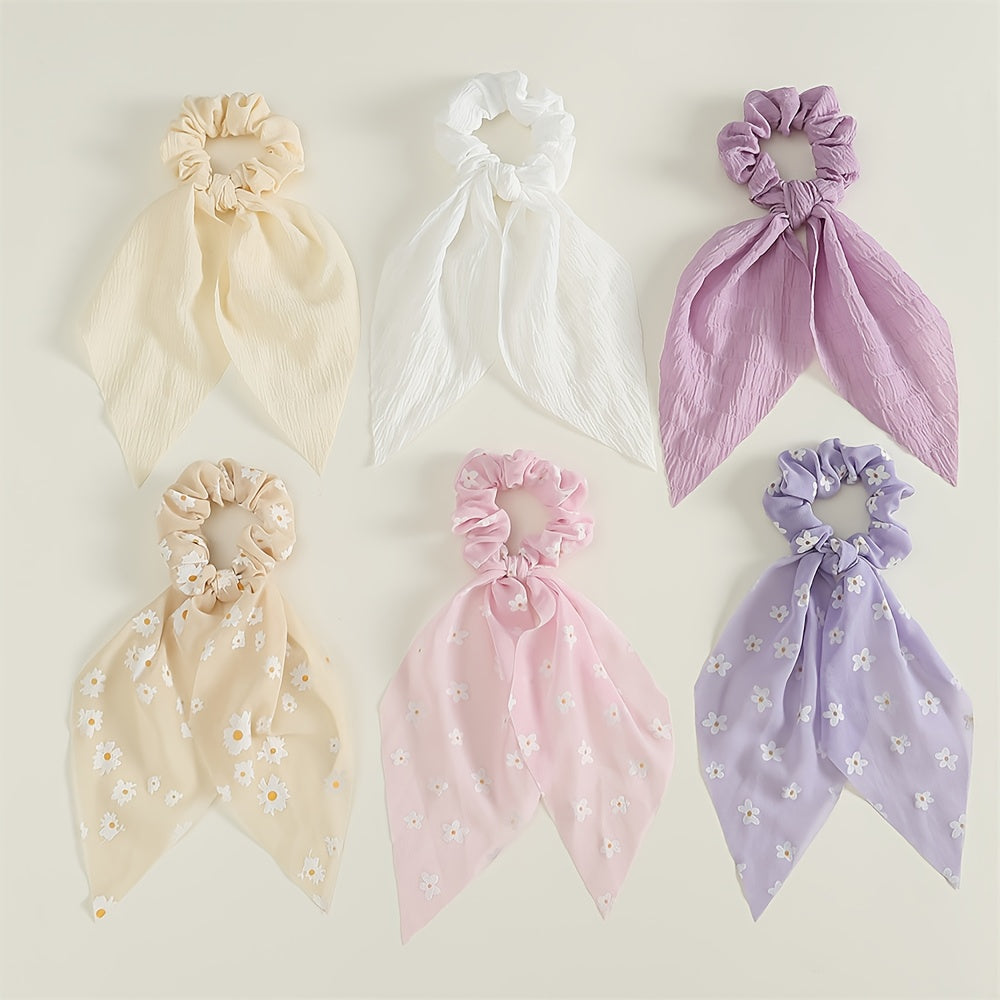 6pcs Girls Floral Hair Tie Hair Band Princess Hair Accessories