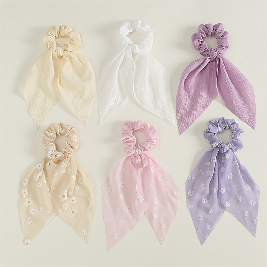 6pcs Girls Floral Hair Tie Hair Band Princess Hair Accessories